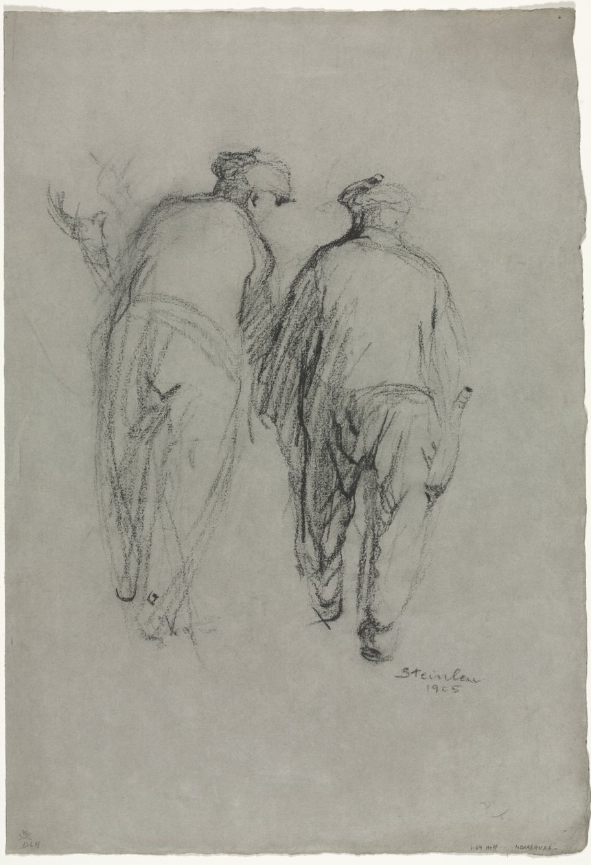 Dois homens a trabalhar, vista traseira de Théophile Alexandre Steinlen