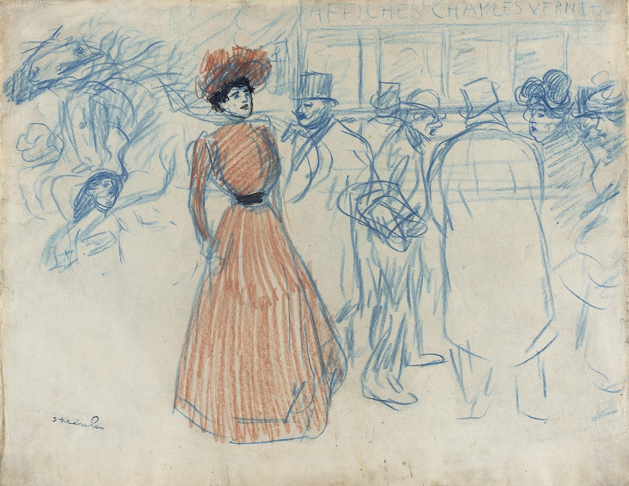 Mulher na paragem de autocarro de Théophile Alexandre Steinlen