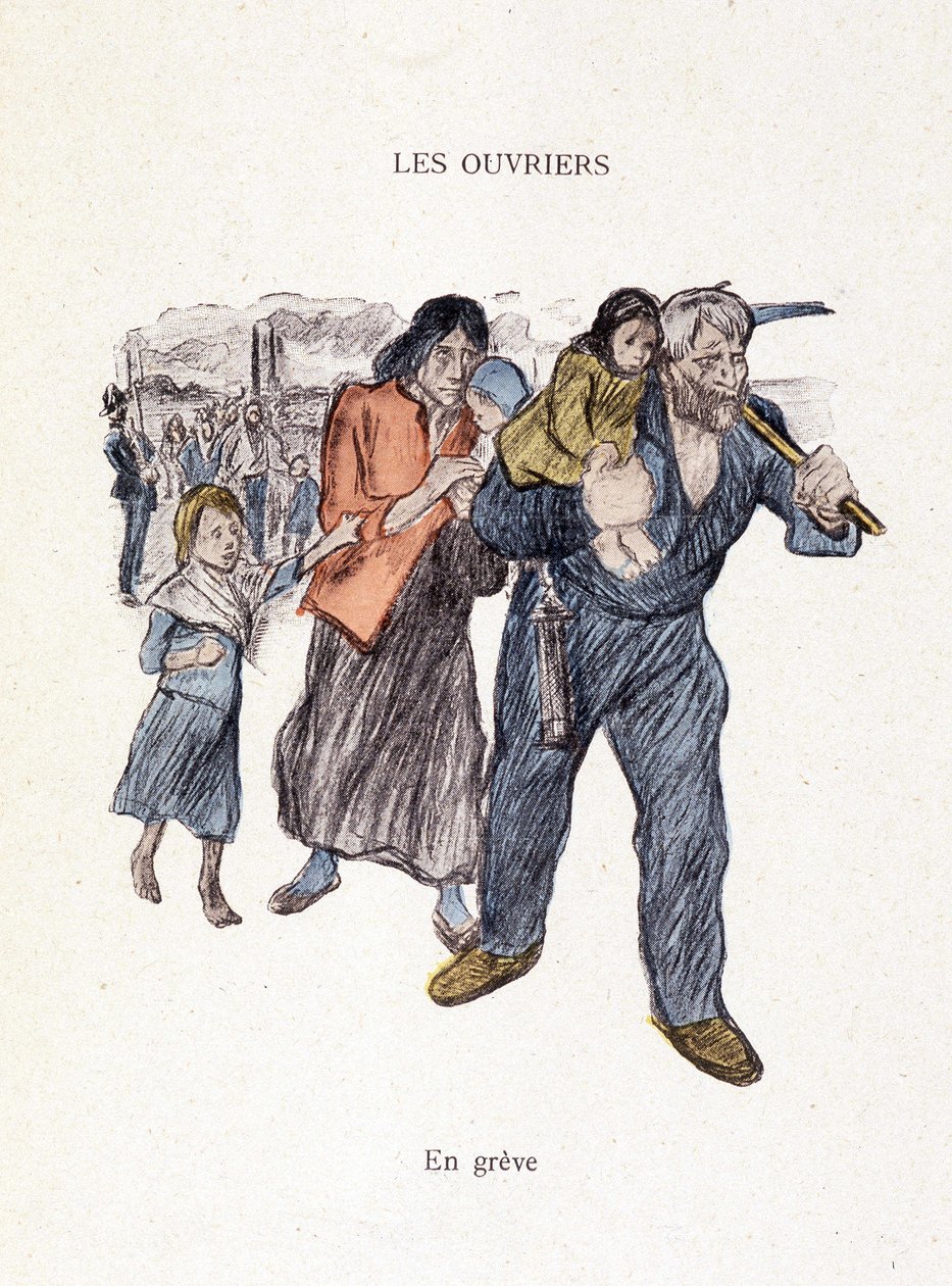 Trabalhadores: em greve em "In Life", por Steinlen 1901 de Théophile Alexandre Steinlen