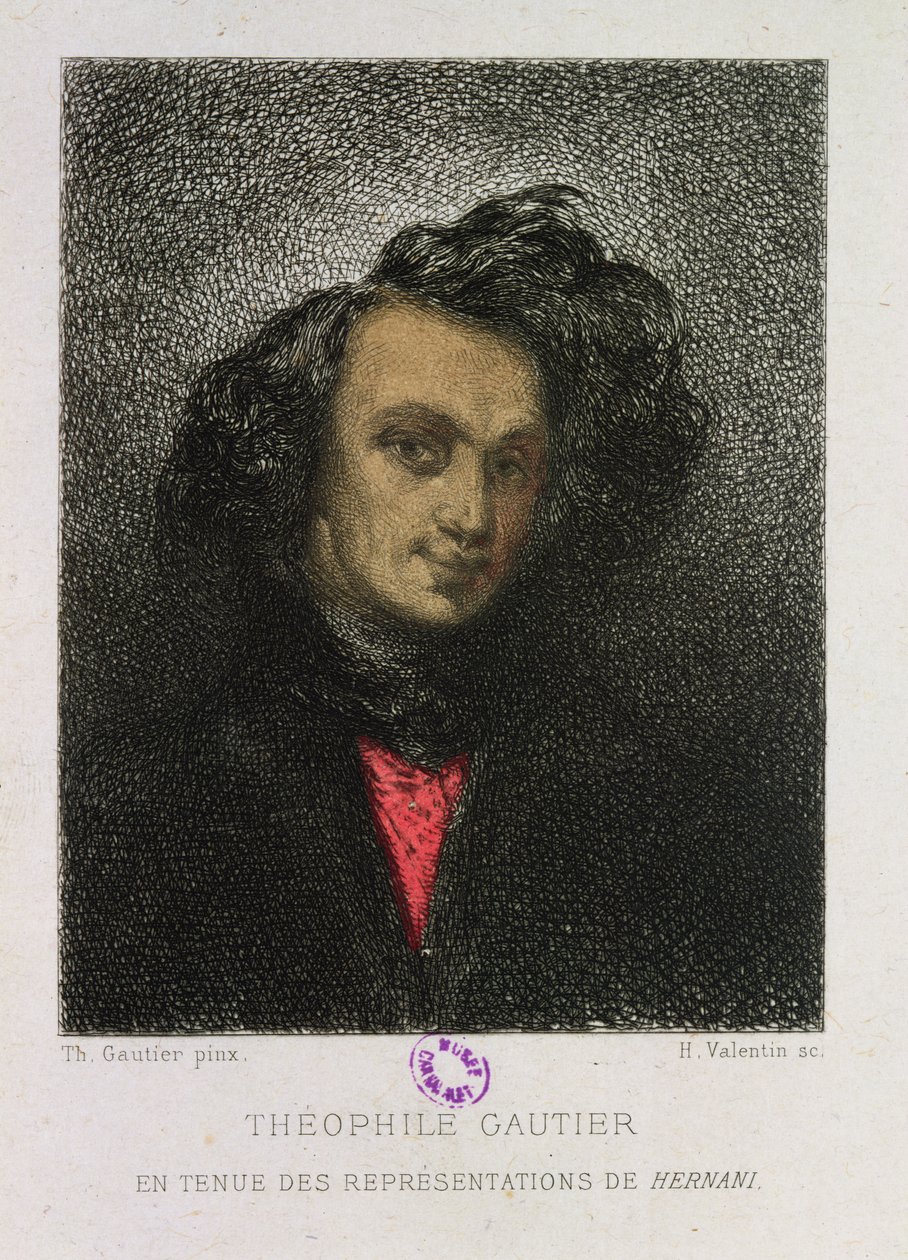 Auto-retrato, vestido para &39;Hernani&39;, gravado por H. Valentin de Theophile Gautier