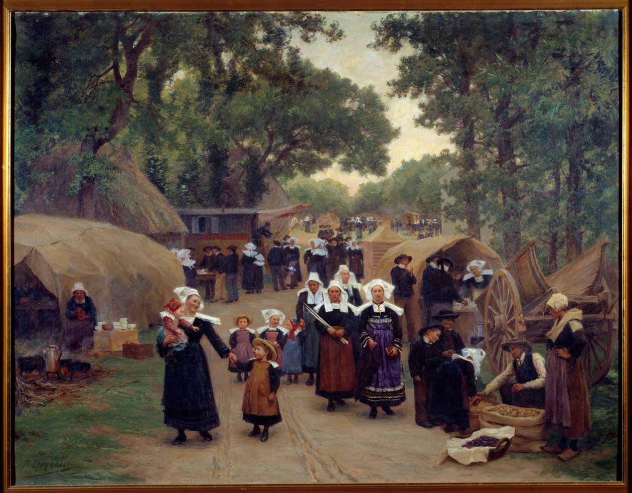 A chegada às Famílias do Perdão de Fouesnant Breton em traje tradicional. Pintura de Theophile Deyrolle (1844-1923) 1892 Brest, Museu de Belas Artes de Theophile Louis Deyrolle