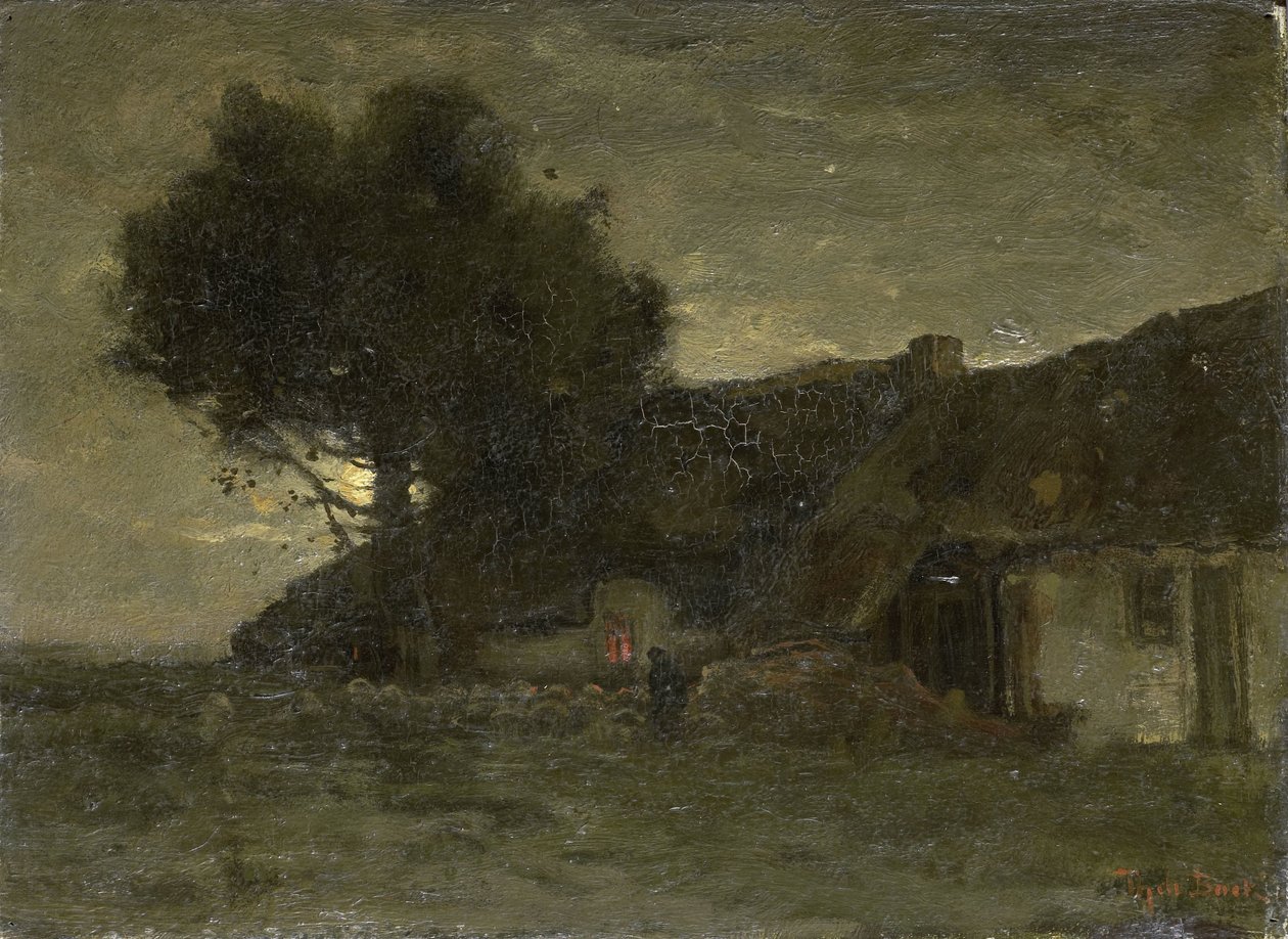 Um aprisco ao anoitecer de Theophile de Bock