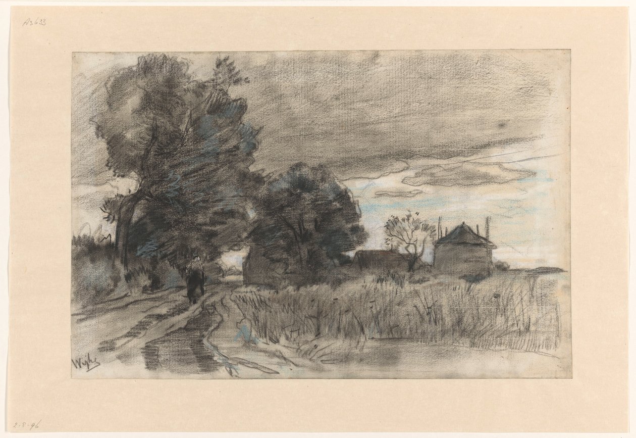 Zandweg em Wijhe sob um céu pesado de Theophile de Bock