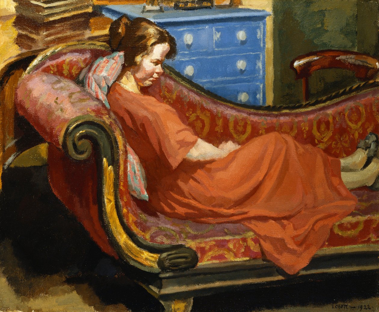 Menina descansando em uma espreguiçadeira de Therese Lessore