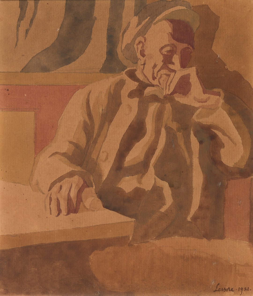O Pensador, 1921 (wc no papel) de Therese Lessore
