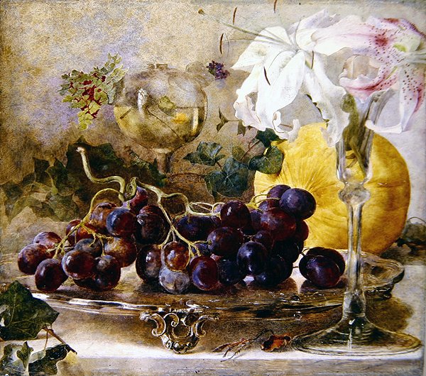 Flores e Frutas (óleo em painel) de Theude Groenland
