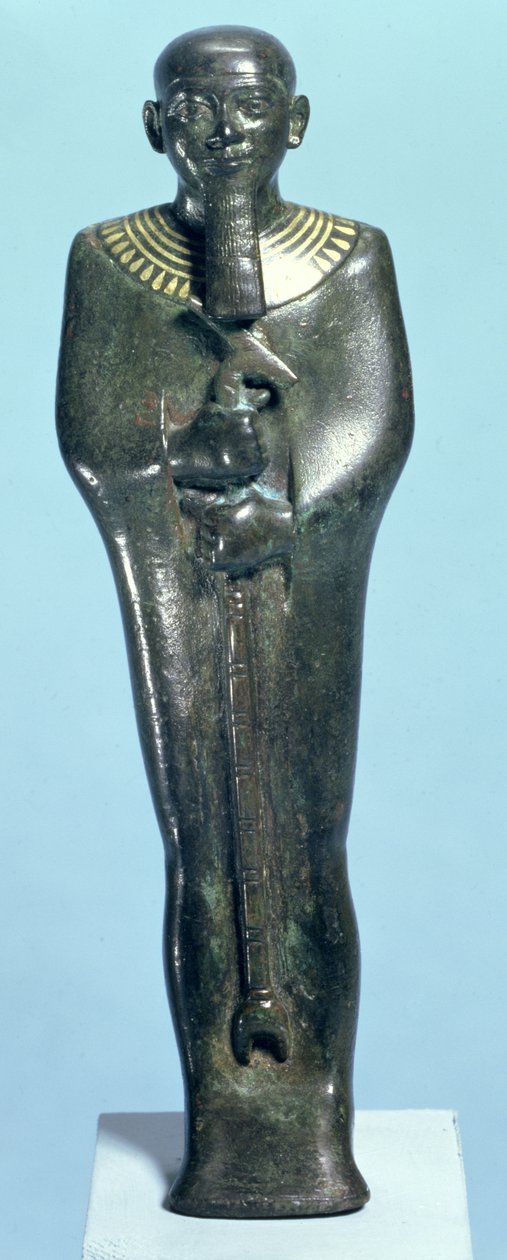 Estatueta do deus Ptah (liga de cobre incrustada com ouro) de Third Intermediate Period Egyptian