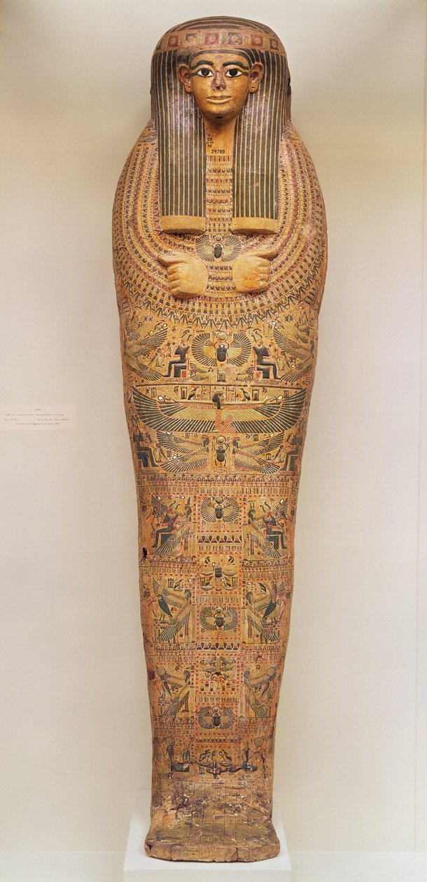 Caixão egípcio de uma pessoa sem nome decorada com cenas rituais, c.1050 aC (madeira) de Third Intermediate Period Egyptian