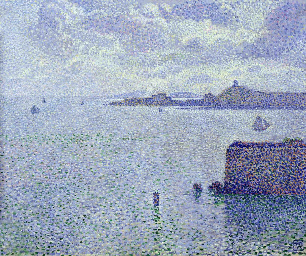 Barcos à vela em um estuário, c.1892-93 de Théo van Rysselberghe