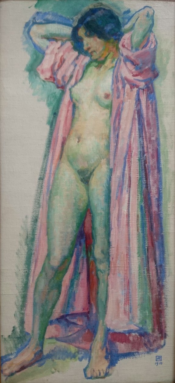 Mulher, em, cor-de-rosa, bathrobe de Théo van Rysselberghe