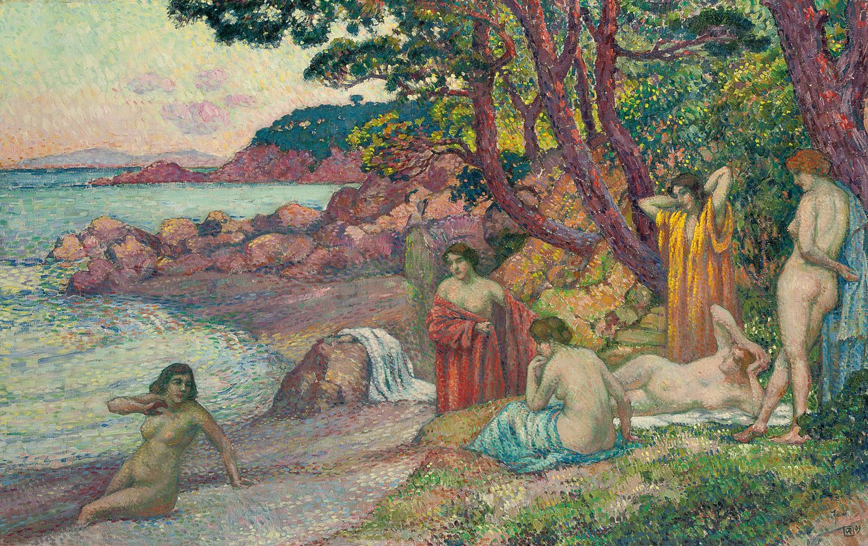 Banhistas em Cap Benat, 1909 de Théo van Rysselberghe