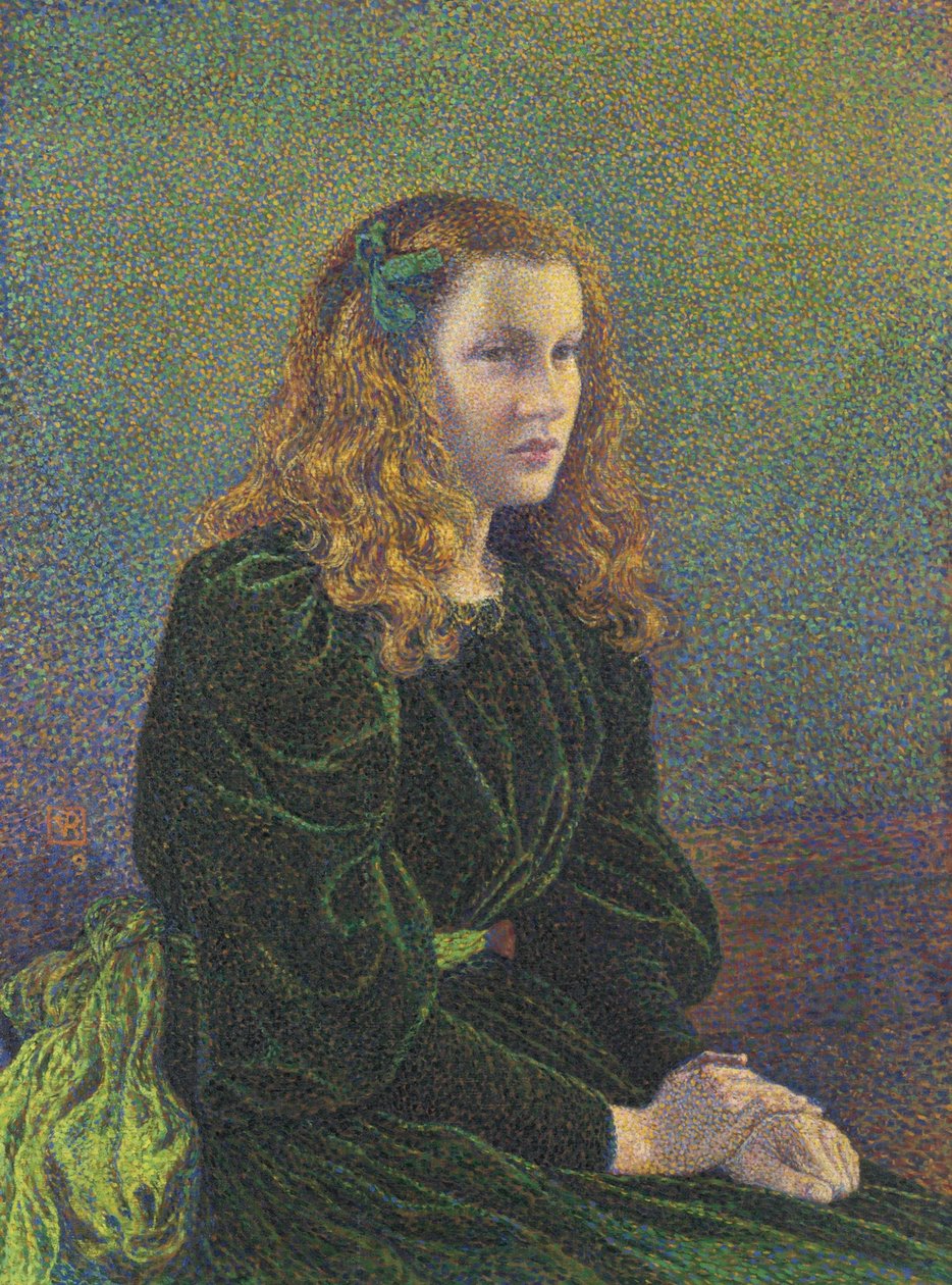 Jovem de vestido verde Germaine Maréchal, 1893 de Théo van Rysselberghe