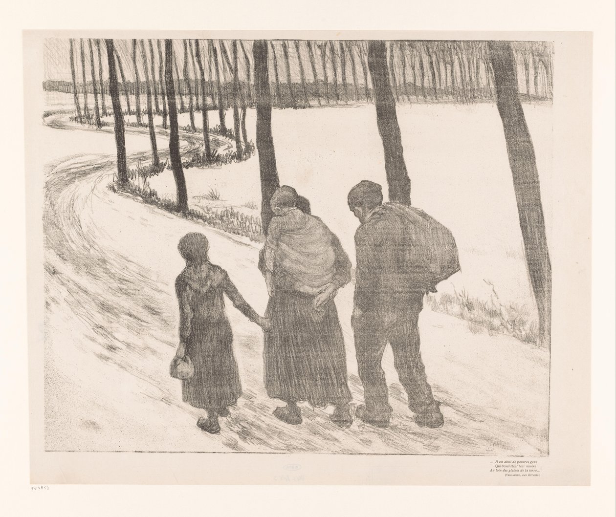 Homem e mulher com duas crianças caminham ao longo de uma estrada de campo
Geradores de Pauvres de Théo van Rysselberghe