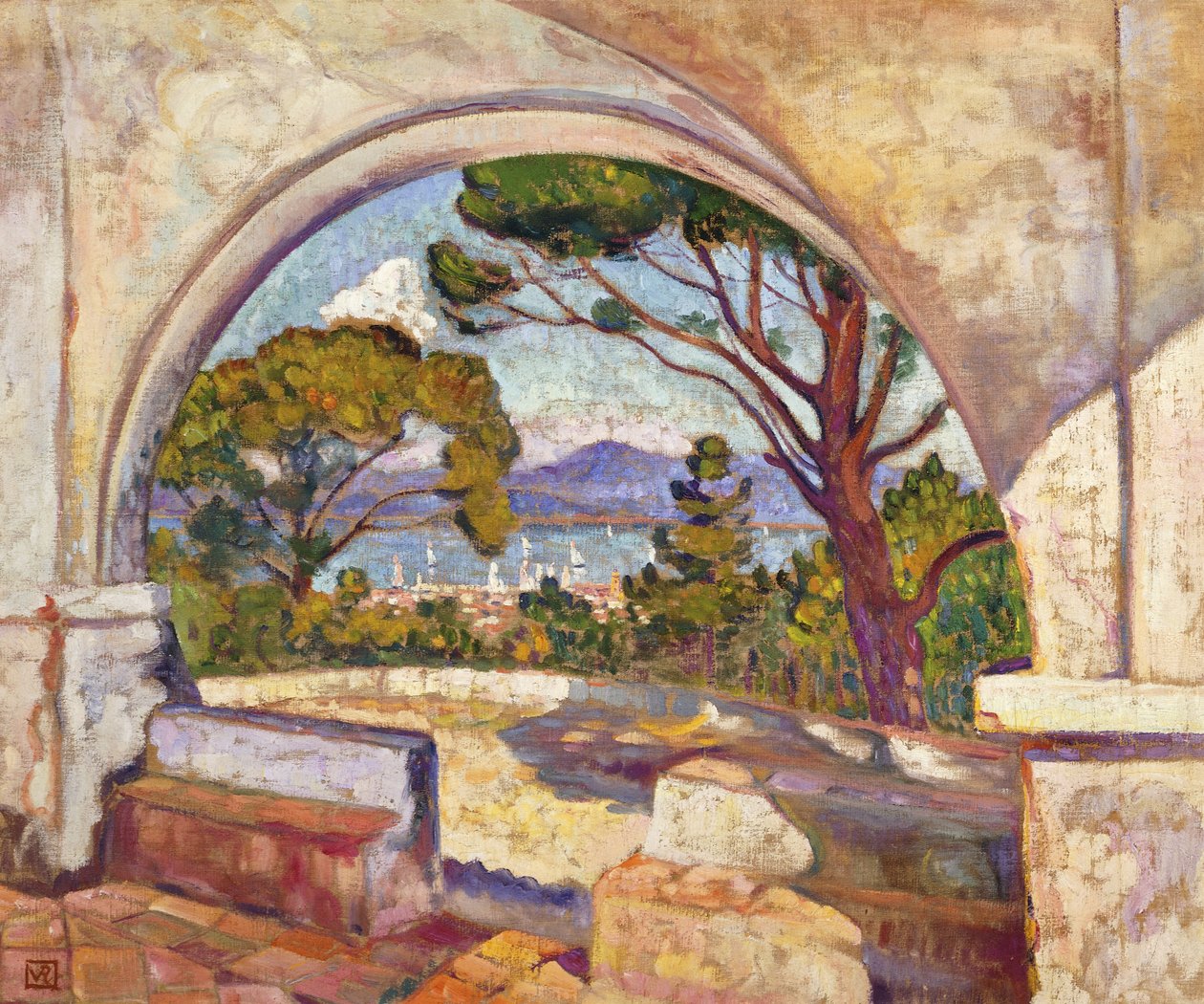 Saint Tropez, vista da capela de St, c.1920 de Théo van Rysselberghe