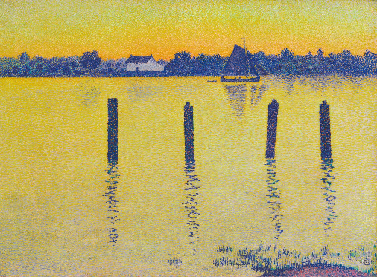 Barco à vela no Escalda de Théo van Rysselberghe