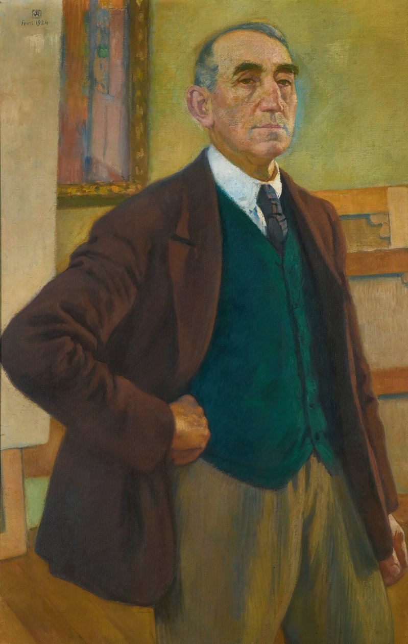 Autorretrato em um colete verde, 1924. de Théo van Rysselberghe