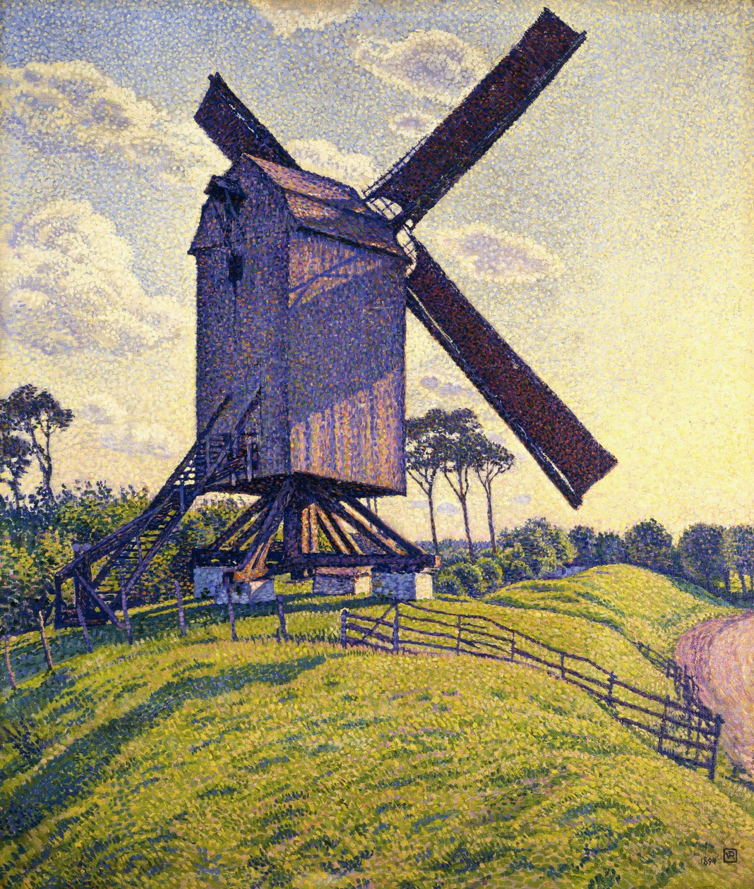 Moinho de vento na Flandres; Moinho de vento em Flandres, 1894 de Théo van Rysselberghe