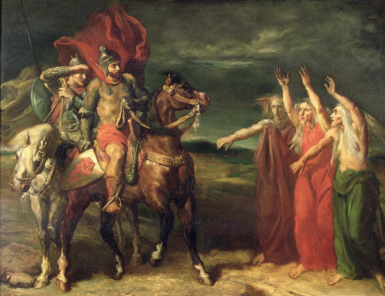 Macbeth e as três bruxas, 1855 de Théodore Chassériau