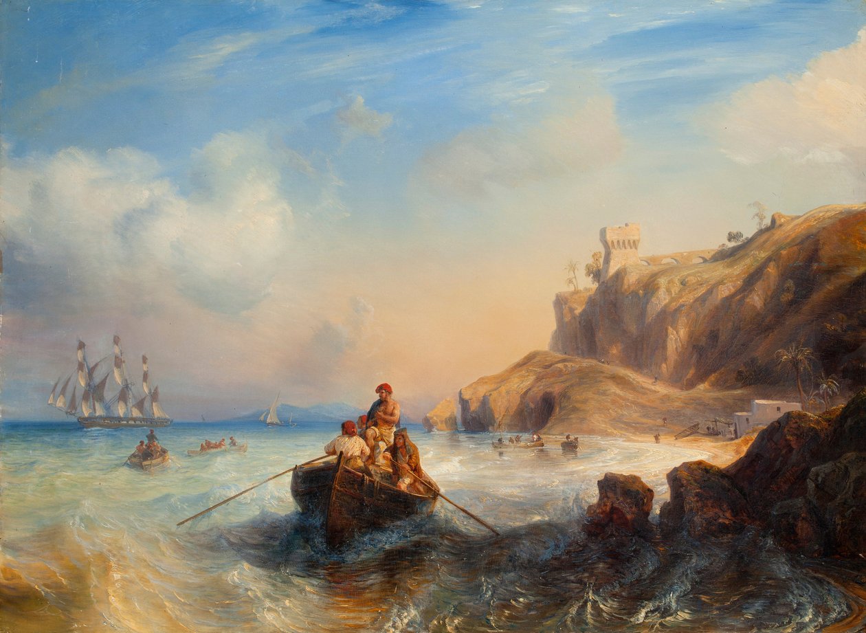 Navios pela costa de Jean Antoine Theodore Gudin