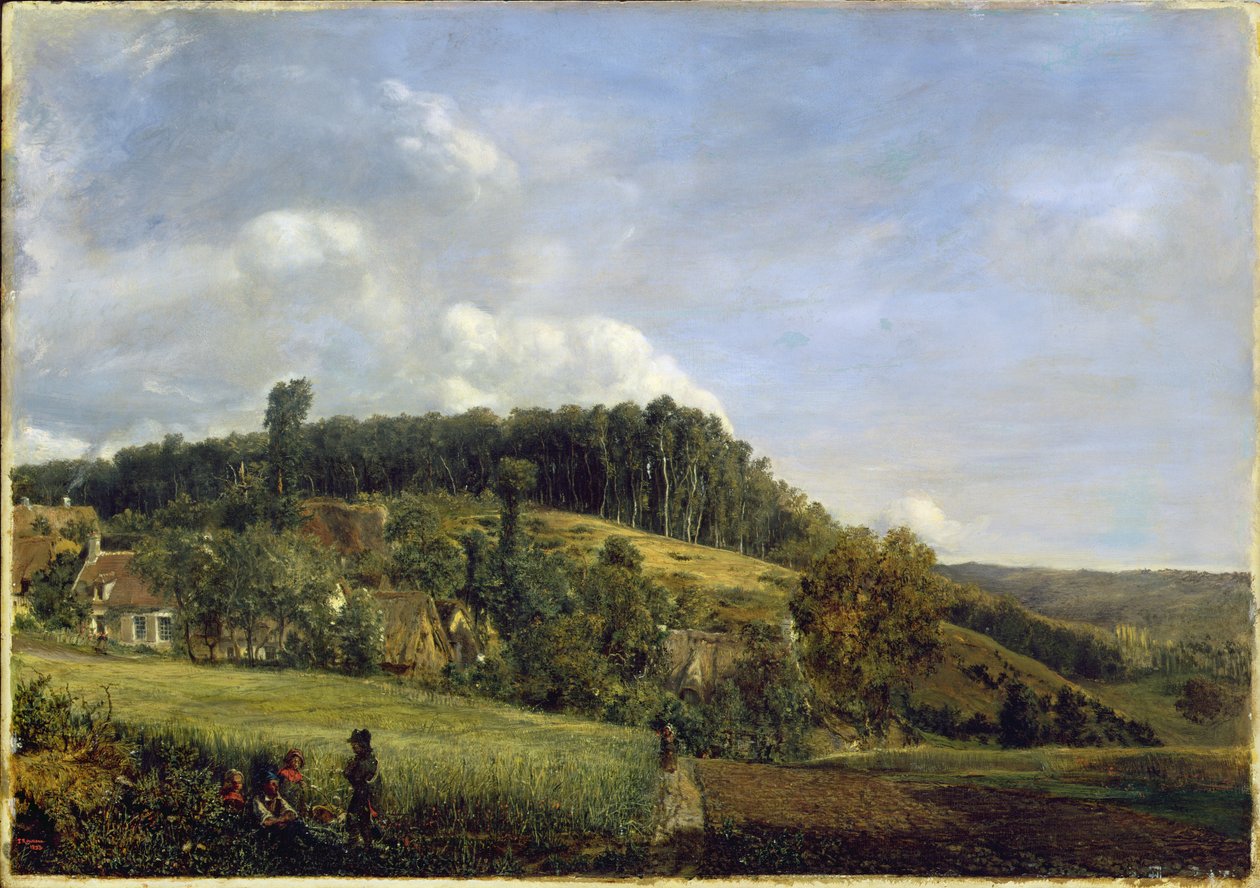 Glade da floresta perto de uma aldeia, 1833 de Pierre Etienne Theodore Rousseau