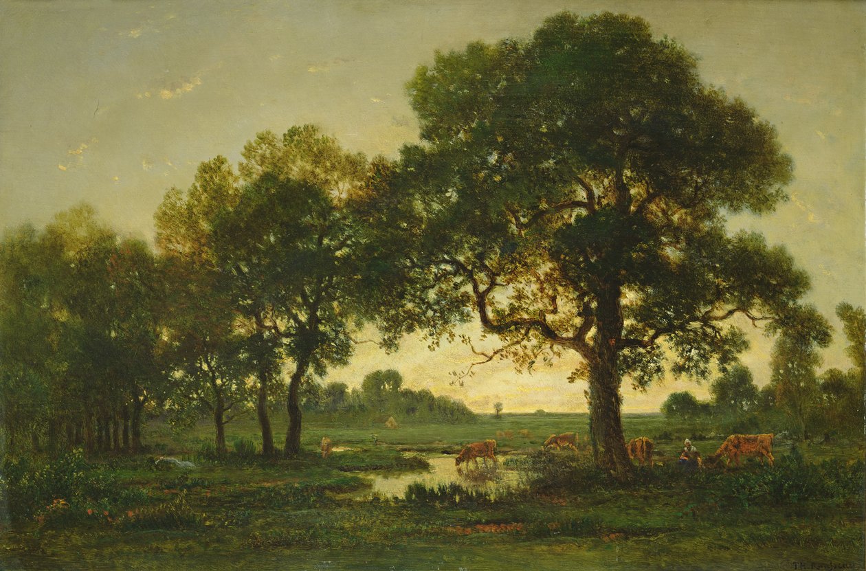Os carvalhos da lagoa de Pierre Etienne Theodore Rousseau