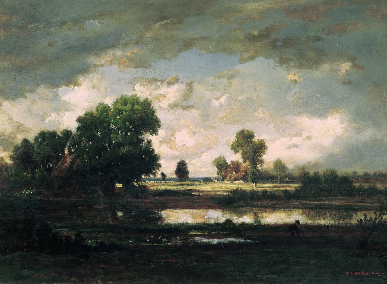 A piscina com um céu tempestuoso, c.1865-7 de Pierre Etienne Theodore Rousseau