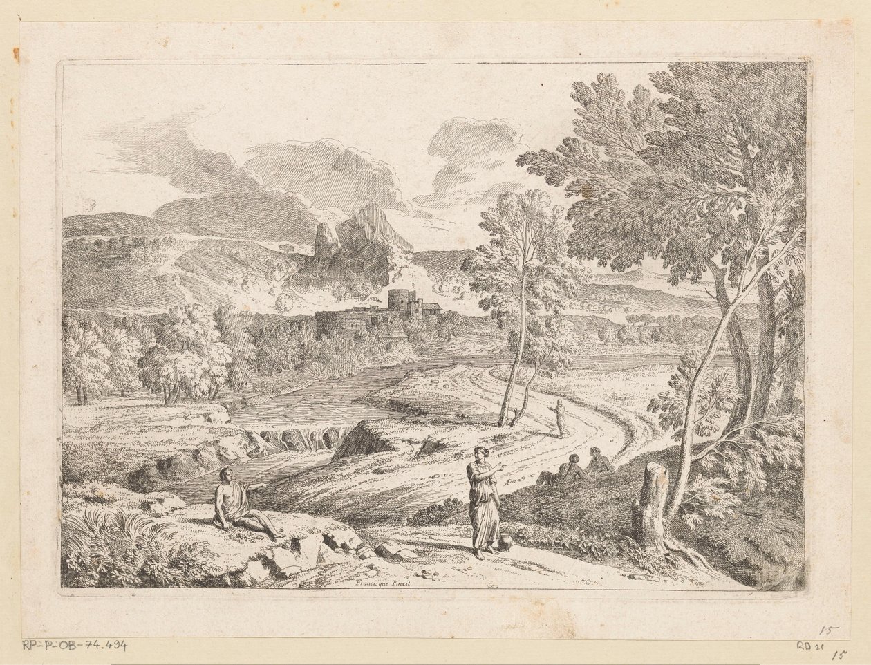 Paisagem arcadiana com figuras ao longo de um caminho ao longo de um riacho
Suite de Paysages (título da série) de Théodore