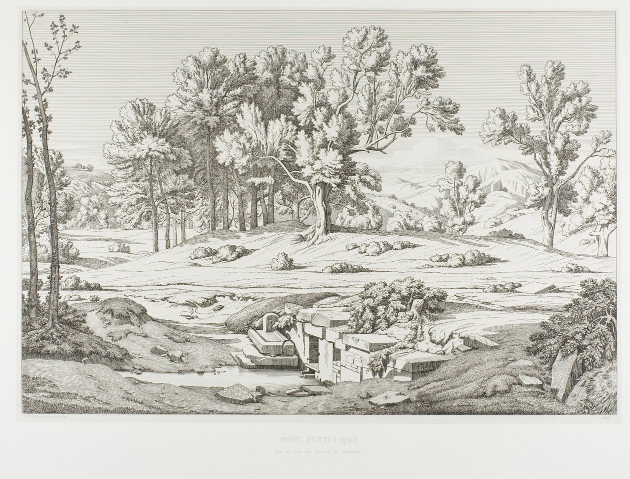 Vista de uma das nascentes do Monte Pentéli de Théodore Caruelle d