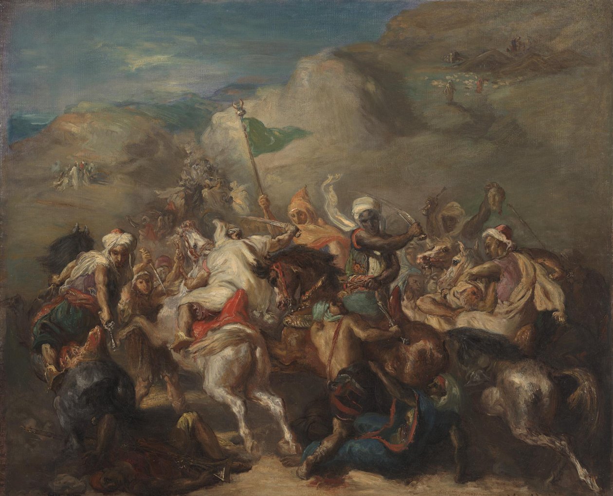 Batalha de cavaleiros árabes à volta de um estandarte de Théodore Chassériau