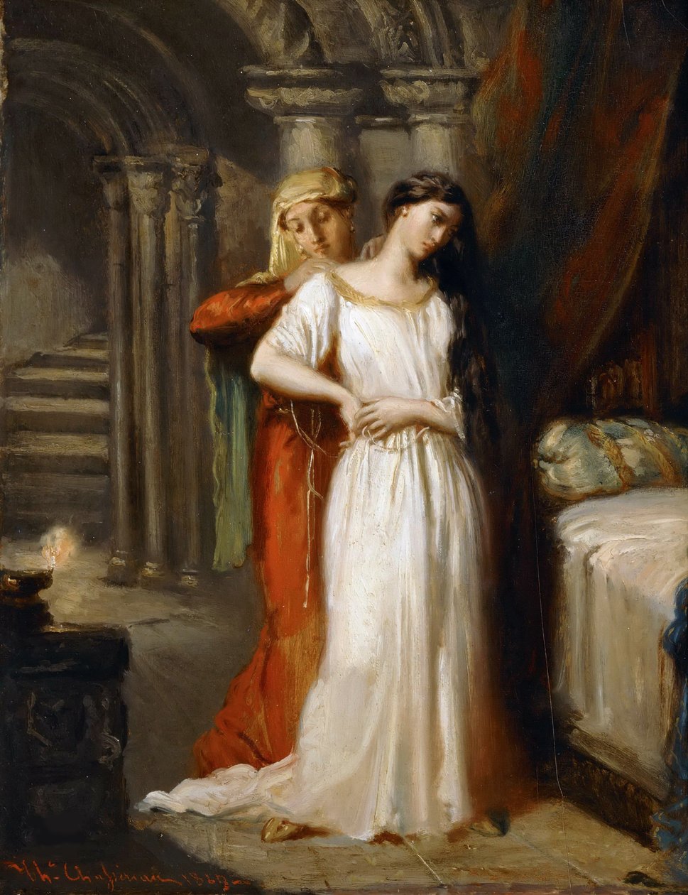 Desdêmona retirando-se para sua cama, 1849. de Théodore Chassériau
