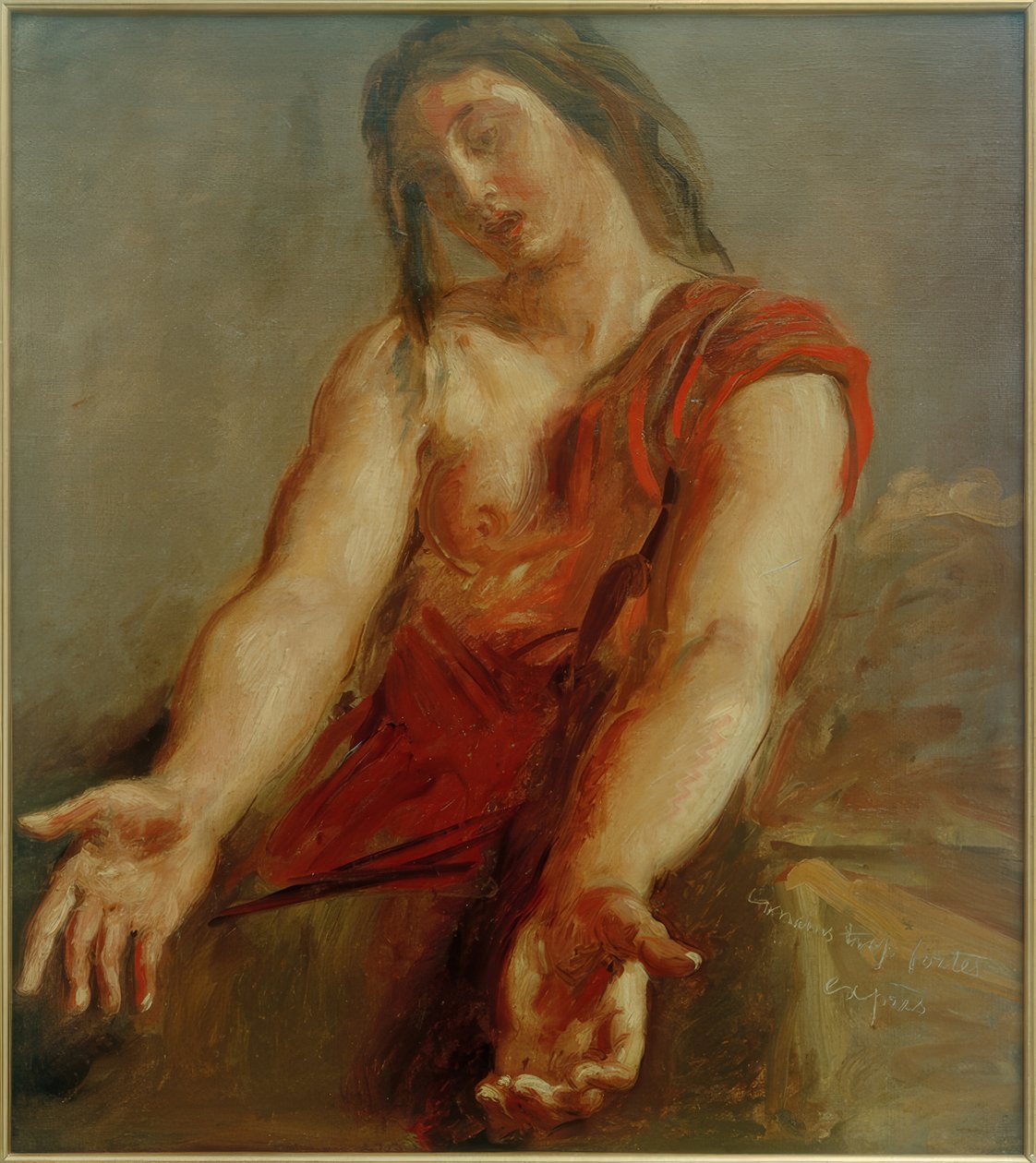 Mulher defendendo (estudo) de Théodore Chassériau