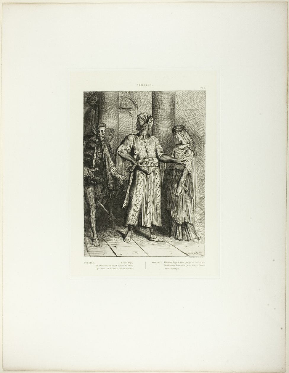 Honest Iago, Desdemona Must I Leave to Thee, placa 4 (ato 1, cena 3), de Otelo de Théodore Chassériau