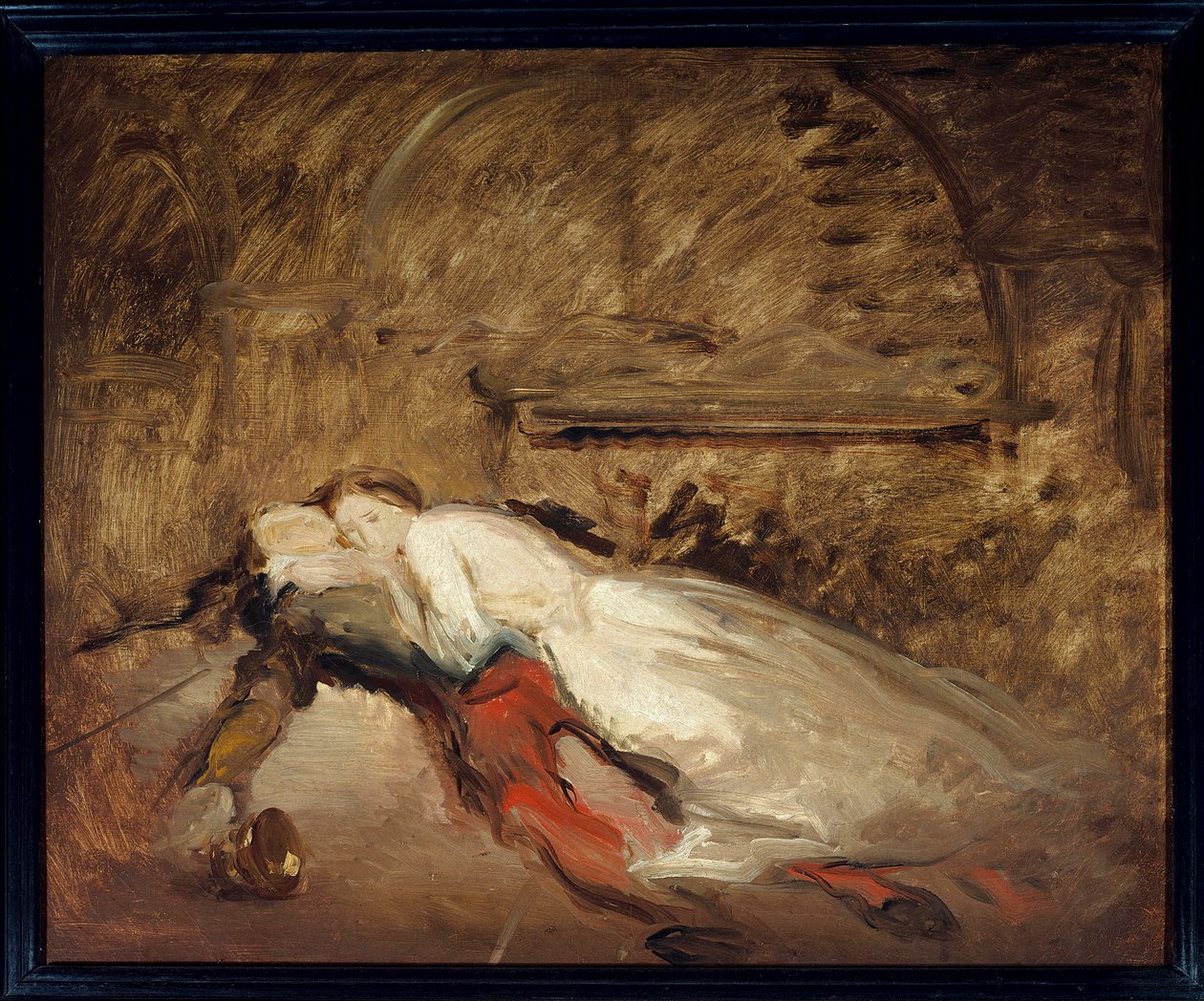 Les lovers Romeu et Julieta Ilustração da peça homônima de William Shakespeare (1564-1616) representando a morte dos amantes na cena 3 do ato V. Esquisse de Theodore Chasseriau (1819-1856) Sun. 0,50 x 0,61 m Paris. Museu do Louvre de Théodore Chassériau