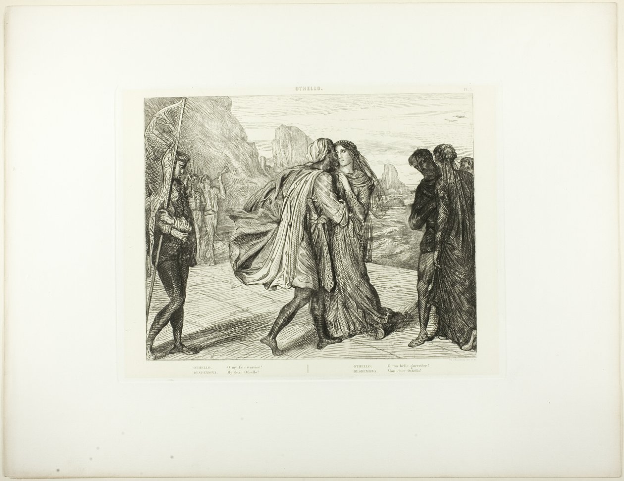 O My Fair Warrior!, placa 5 (ato 2, cena 1) de Otelo de Théodore Chassériau