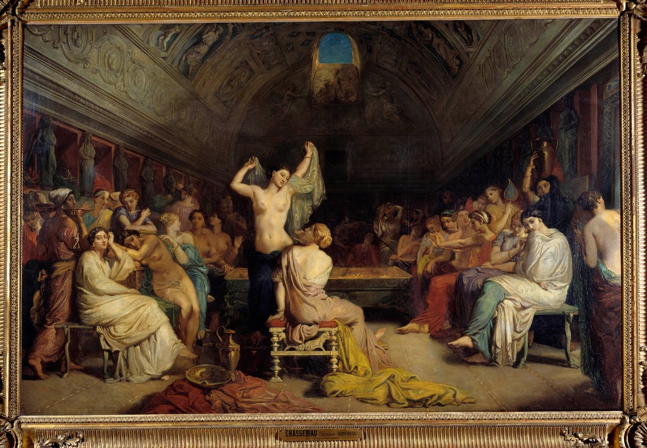 Tepidário. Mulheres reunidas na parte dos banhos quentes sob a Roma antiga. Pintura de Theodore Chasseriau (1819-1856). Óleo sobre tela. de Théodore Chassériau
