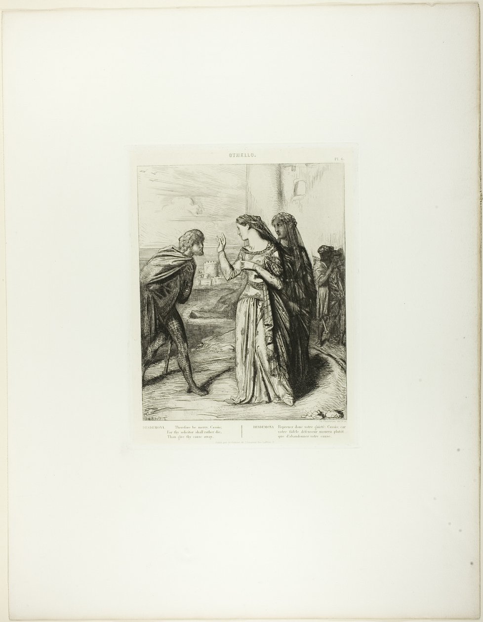Portanto, seja Feliz Cássio, placa 6 (ato 3, cena 3) de Otelo de Théodore Chassériau