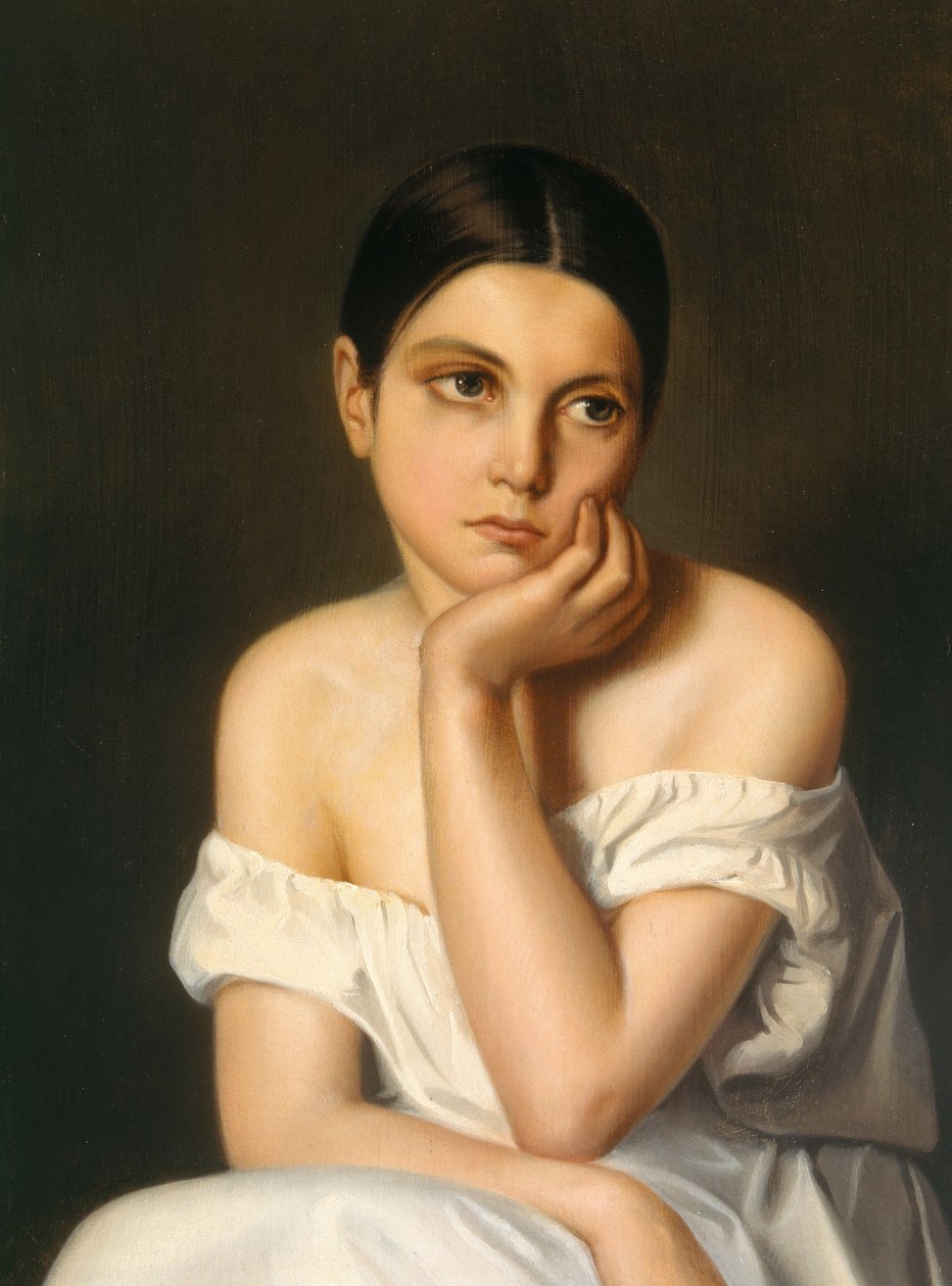 Rapariga (Melancolia), c.1833-35 (óleo sobre cartão) de Théodore Chassériau