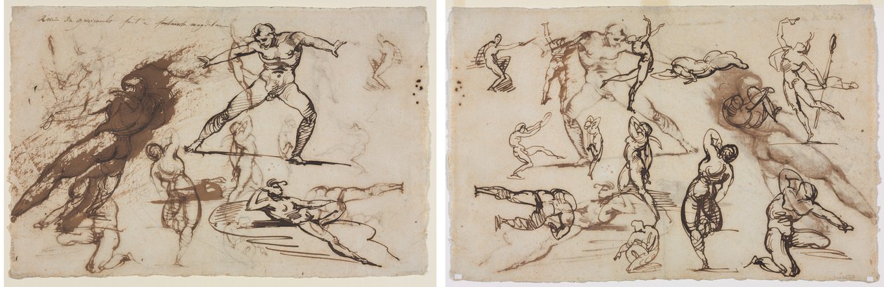 Géricault - Folha de esboços (frente) Folha de esboços (verso), 1819 de Theodore Gericault