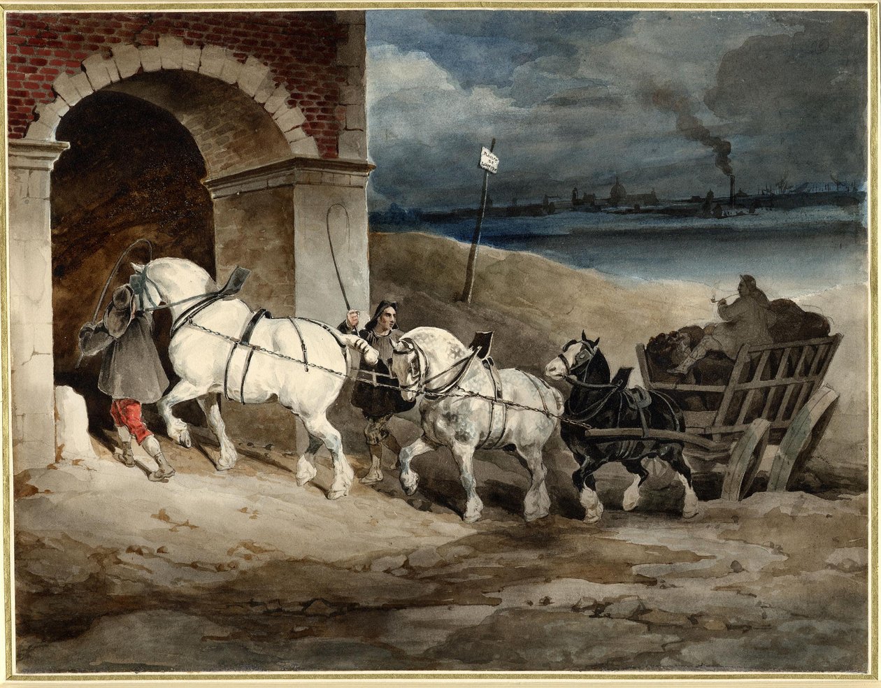 Géricault - O vagão de carvão, ou Le Chariot, Route de Londres, c.1821, 1968,0210.28 de Theodore Gericault