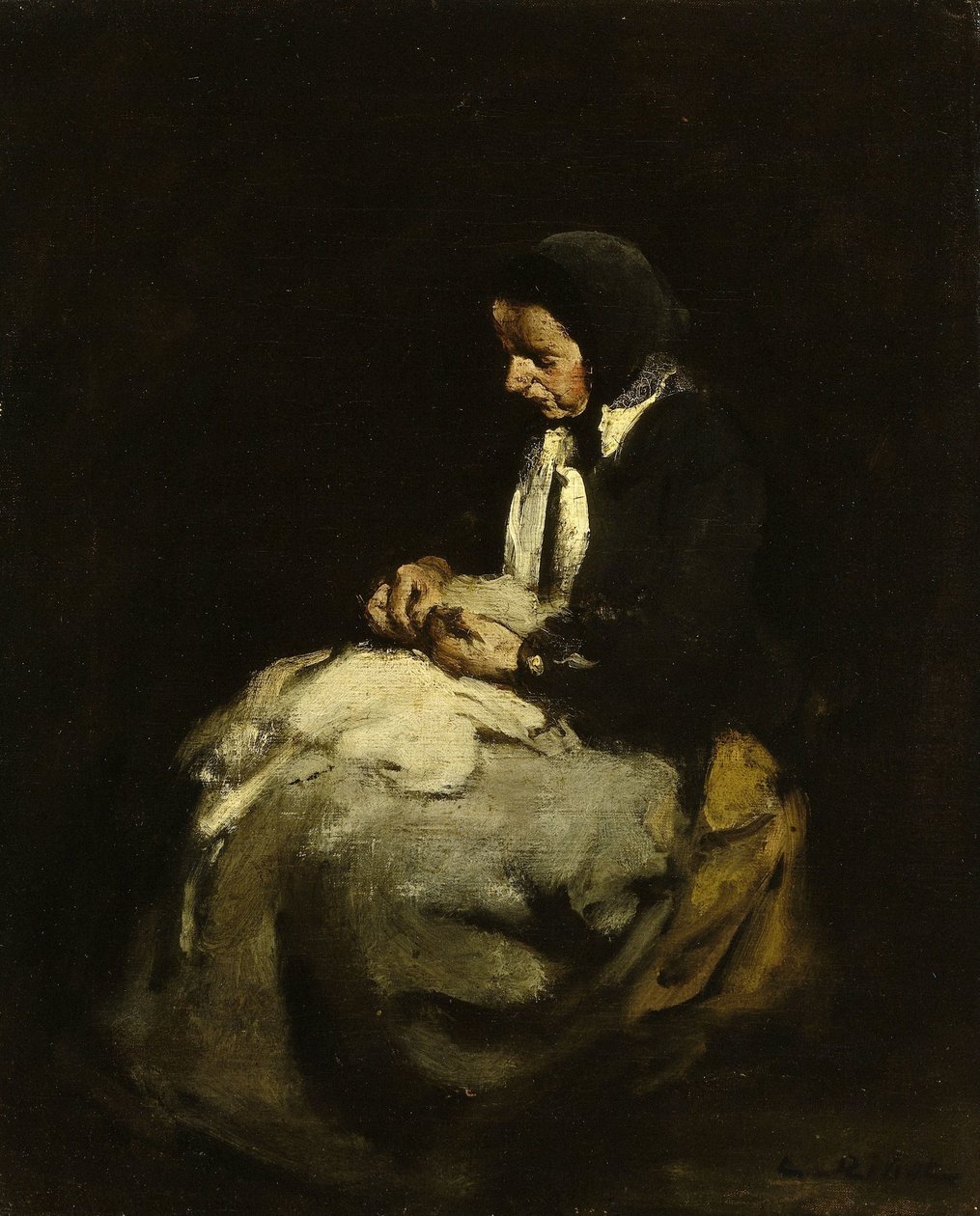 Mulher costurando de Théodule Augustin Ribot