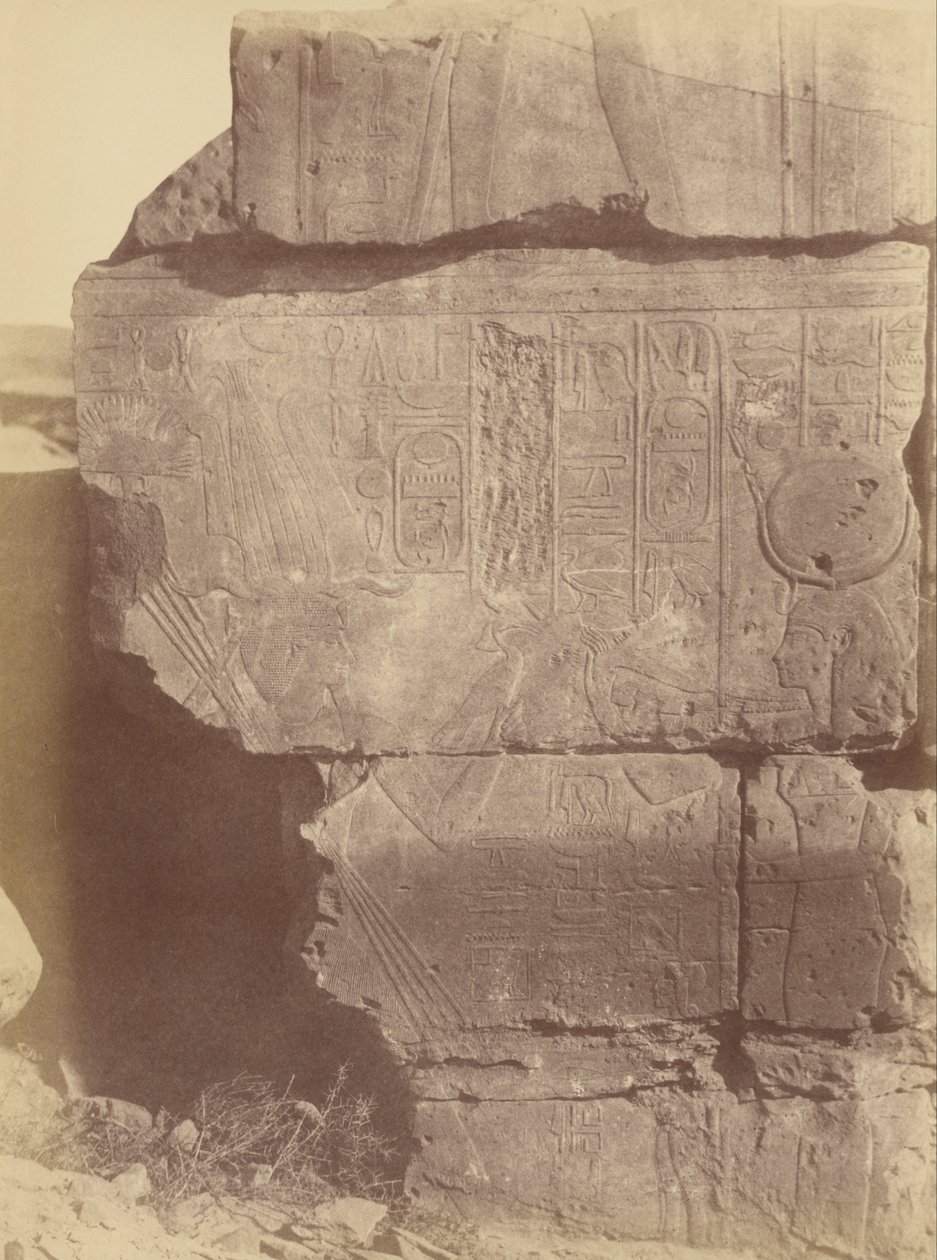 Close-up de inscrições e esculturas hieroglíficas, Karnak de Théodule Devéria