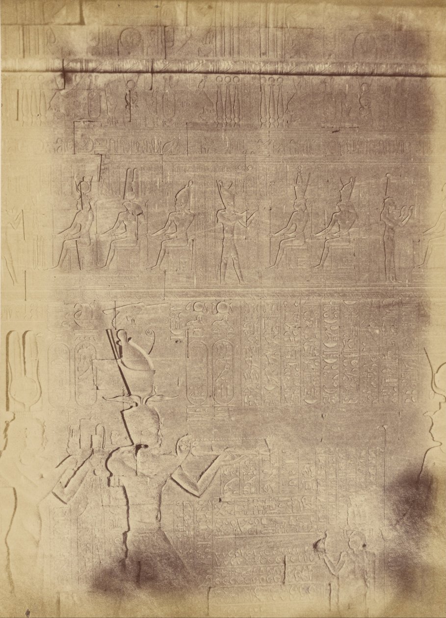 Close das inscrições hieroglíficas (provavelmente do Templo de Edfu) de Théodule Devéria