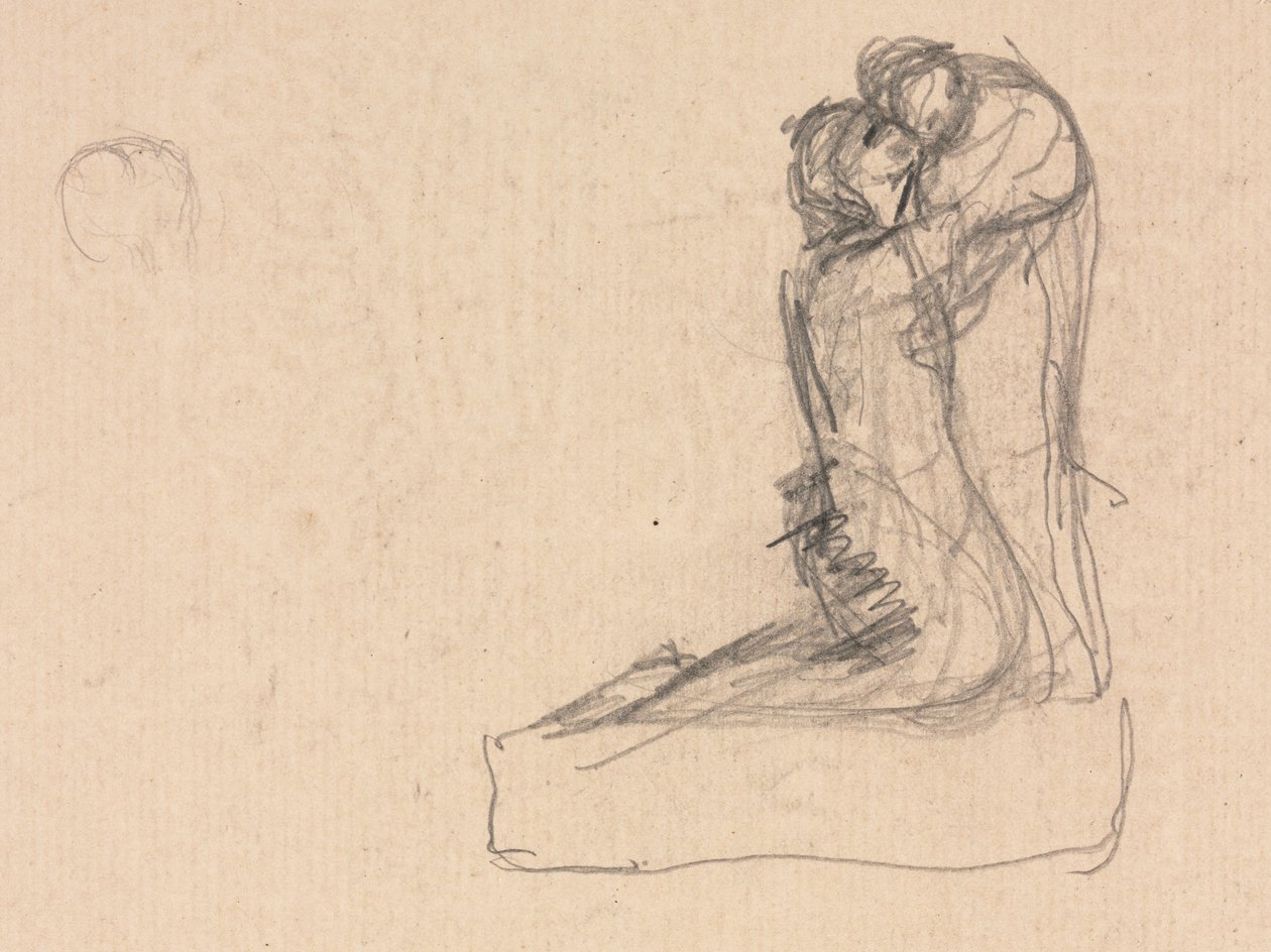 Esboço de duas figuras abraçando verso. de Auguste Theodule Ribot
