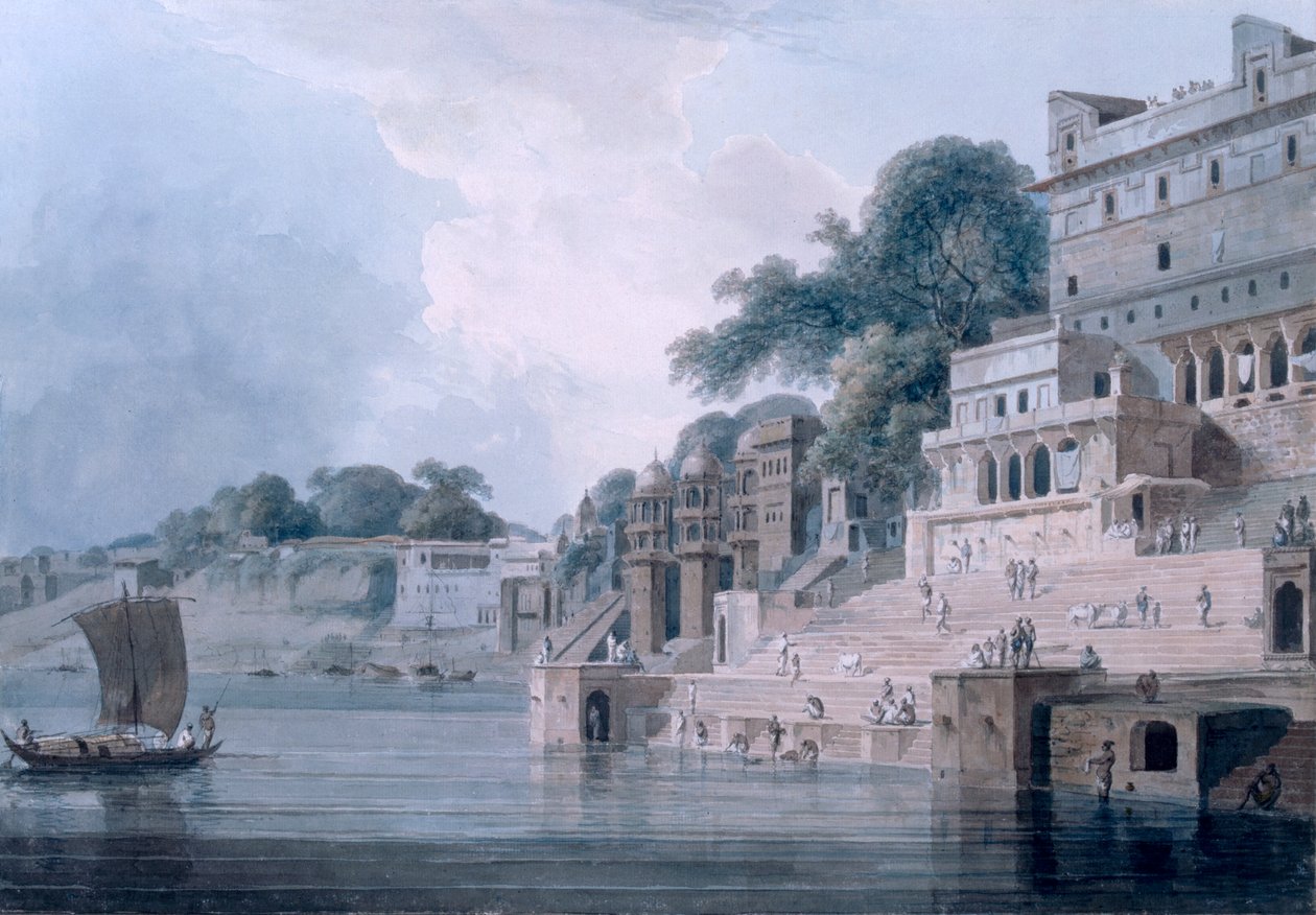 Dasasvamedha Ghat, Benares, Uttar Pradesh, c.1788-89 (aquatinta colorida) de Thomas und William Daniell