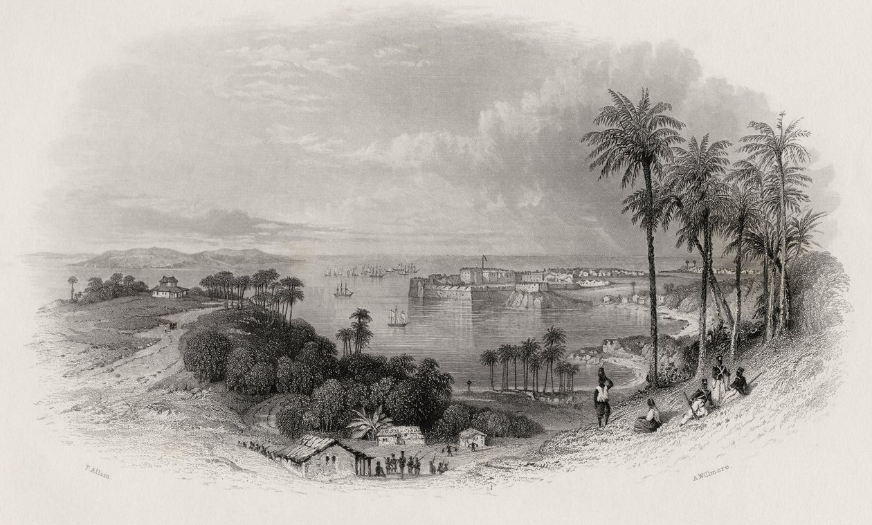 Bombaim Índia, gravada por A. Willmore (1814-88) de Thomas Allom