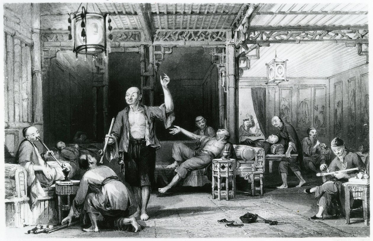 Fumantes chineses do ópio, 1843 de Thomas Allom