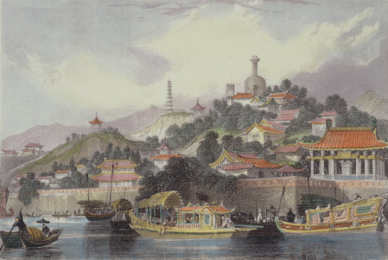 Jardim do Palácio Imperial, Pequim, de &39;China em uma série de vistas&39; por George Newenham Wright (c.1790-1877) 1843 de Thomas Allom