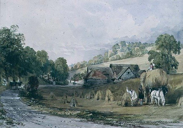 Fenação em Ashurst, Surrey de Thomas Allom
