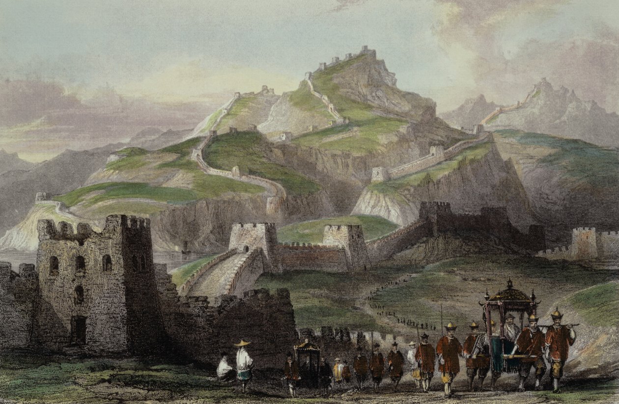 A Grande Muralha da China, da "China em uma série de visões" de George Newenham Wright (c.1790-1877) 1843 de Thomas Allom