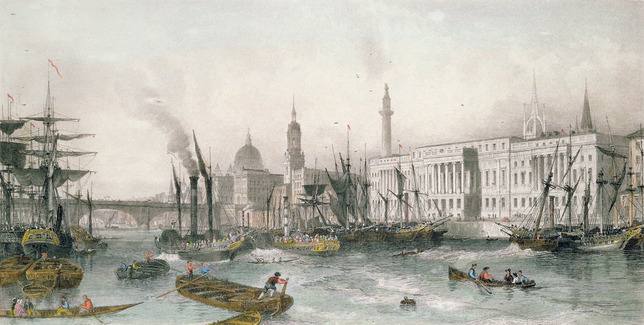 O porto de Londres (gravura a cores) de Thomas Allom